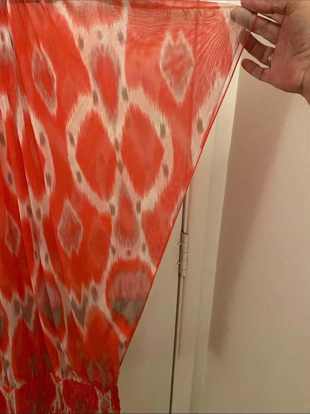 INC Coral and White Ikat Sheer Tunic 3X - Picture 3 of 4